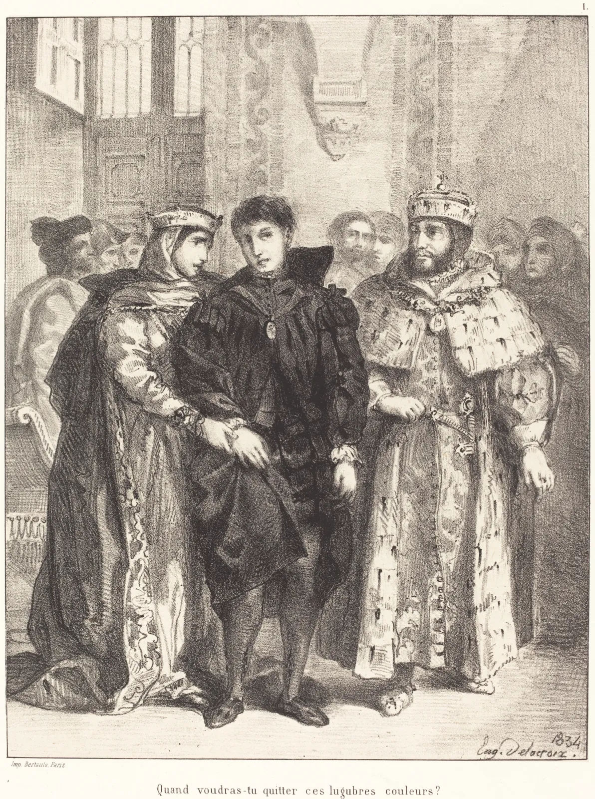 The Queen Tries to Console Hamlet (Act I, Scene II), Eugène Delacroix