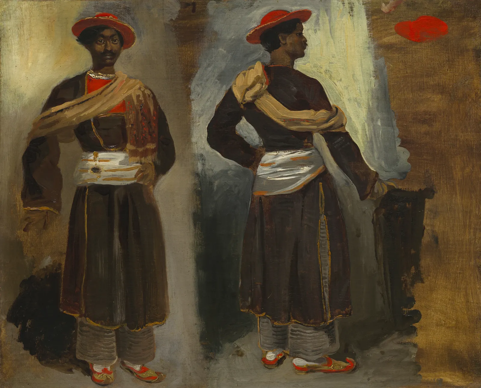 Two Studies of a Standing Indian from Calcutta, Eugène Delacroix