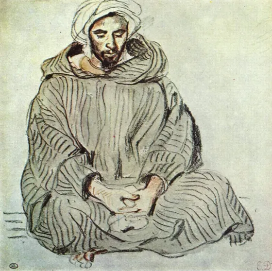 Arabe assis en tailleur, de face