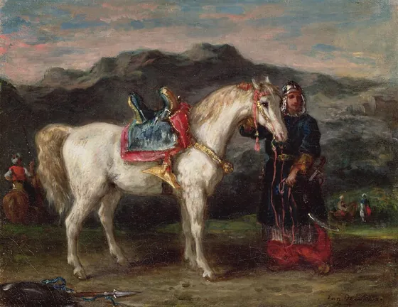 Circassien tenant son cheval par la bride