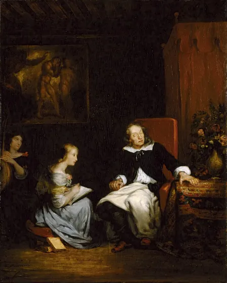 Milton dictant à ses filles son poème épique, « Le paradis perdu »