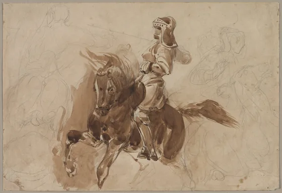 Armored Figure on Horseback (recto)
