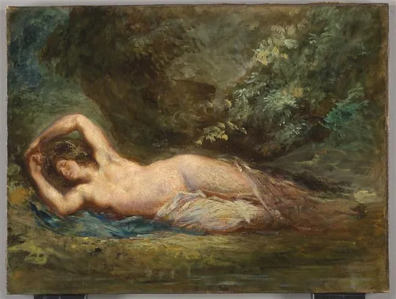 Bacchante endormie dans un paysage