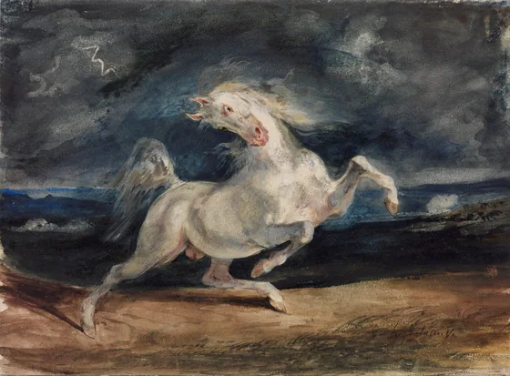 Cheval effrayé par l'orage