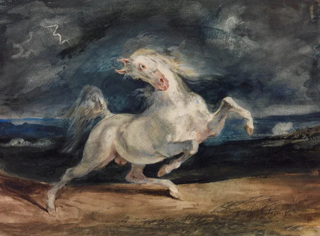 Caballo asustado por la tormenta