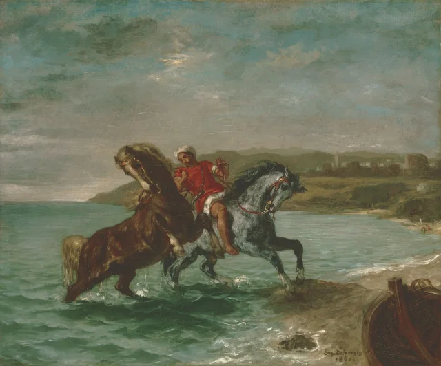Caballos saliendo del mar, Eugène Delacroix