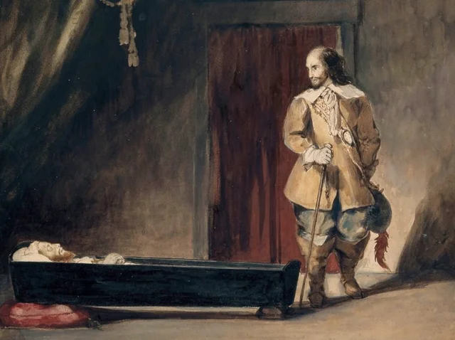 Cromwell ante el ataúd de Carlos I, Eugène Delacroix