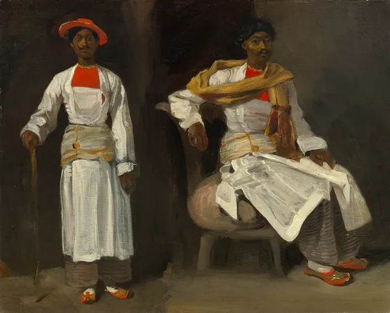 Deux études d'un indien de Calcutta, assis et debout
