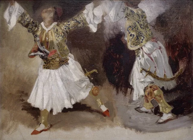踊る二人のギリシアの戦士（スーリの衣装の習作）