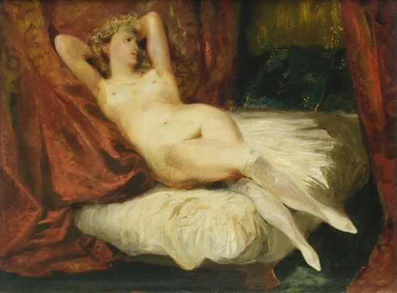 Étude de femme nue, couchée sur un divan