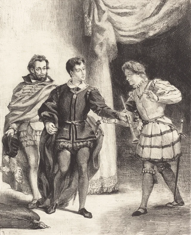 Hamlet y Guildenstern (acto III, escena II), Eugène Delacroix