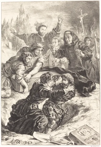 Hamlet and Laertes in the Grave of Ophelia (Act V, Scene I)