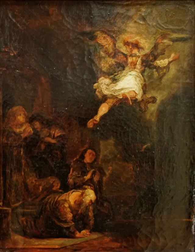 El ángel Rafael abandonando a Tobías, Eugène Delacroix