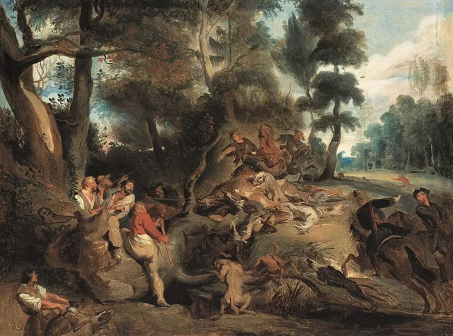 Paisaje con caza del jabalí