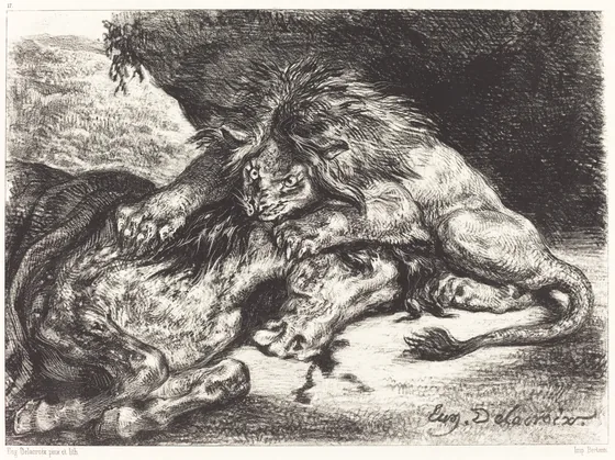 Lion Devorant un Cheval (Lion Devouring a Horse)