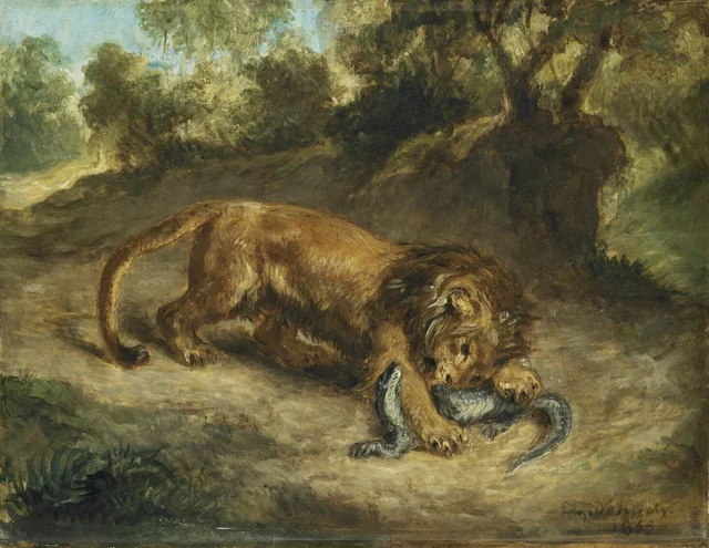 León y caimán, Eugène Delacroix