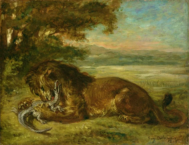 León y caimán, Eugène Delacroix