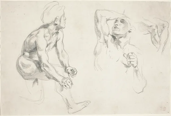 Male Nude Posing for Figures in the "Frise de la Guerre"