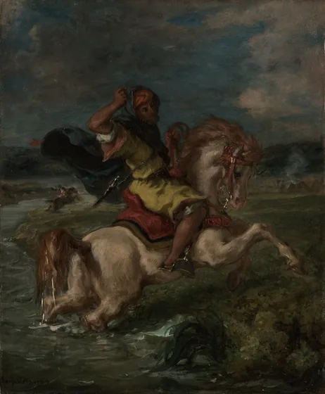 Moroccan Horseman Crossing a Ford