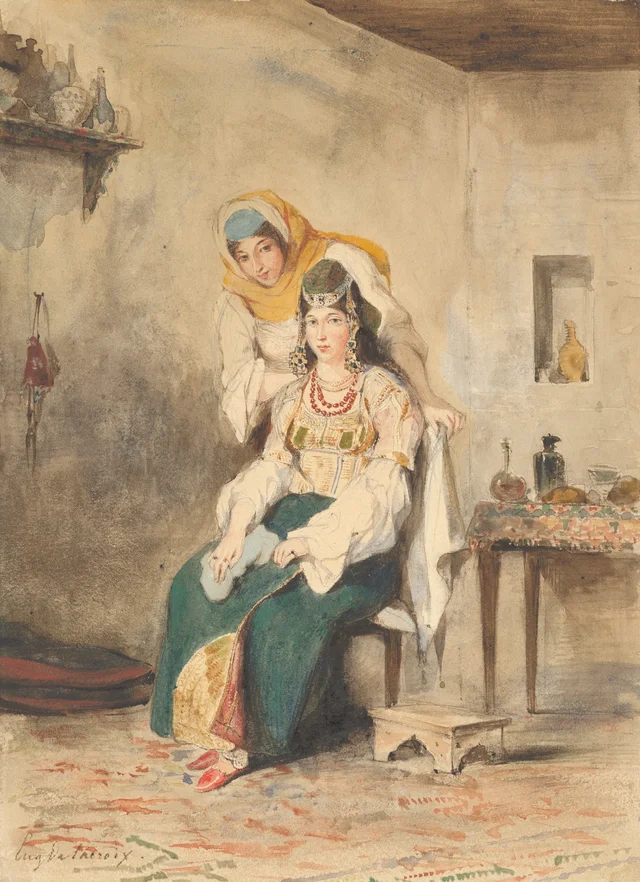 Saada, the Wife of Abraham Ben-Chimol, and Préciada, One of Their Daughters, Eugène Delacroix