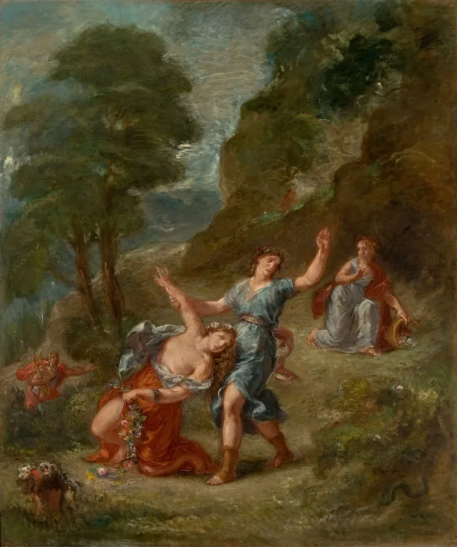 Le Printemps : Eurydice piquée par un serpent en cueillant des fleurs (la mort d'Eurydice), Eugène Delacroix