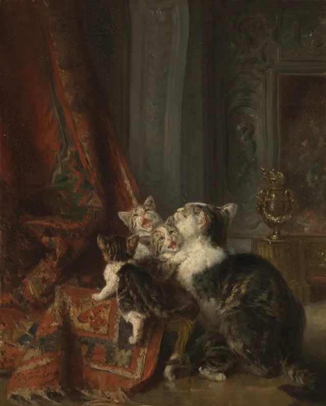 Interior con gatos, Eugène Lambert