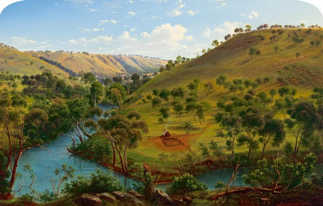 Primeiro estabelecimento de Thomas e William Lang, Salt Water River, Port Phillip, Nova Gales do Sul, março de 1840