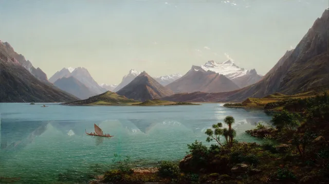 O lago Wakatipu e o monte Earnslaw, Ilha Sul, Nova Zelândia, Eugene von Guérard