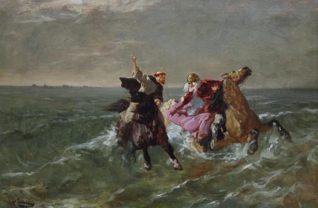 La cabalgata de san Guenolé y el rey Gradlon, Évariste-Vital Luminais
