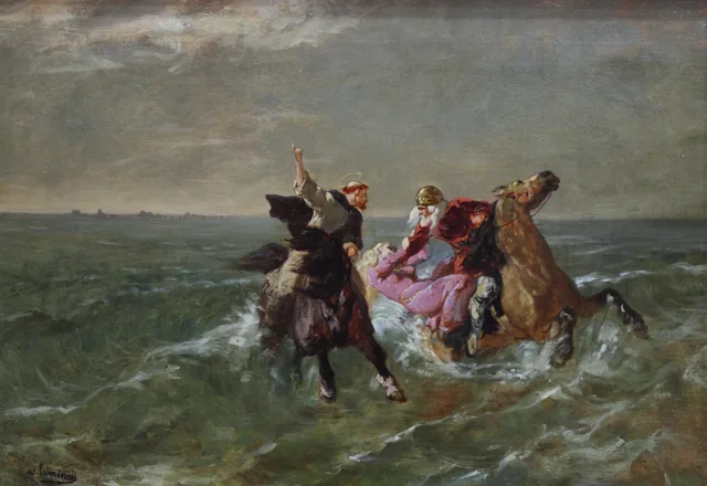The Ride of Saint Guénolé and King Gradlon, Évariste-Vital Luminais
