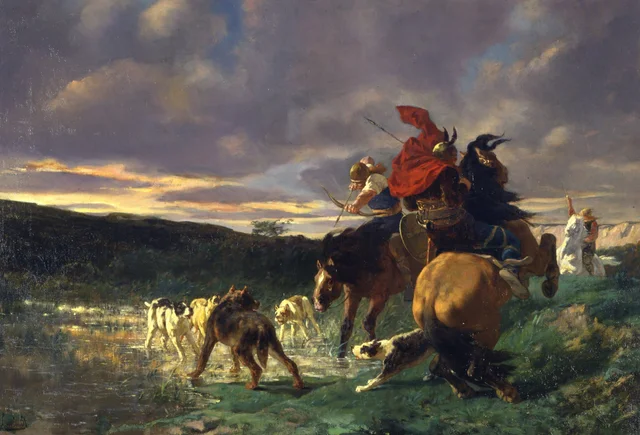 Merovingians Attacking a Wild Dog, Évariste-Vital Luminais