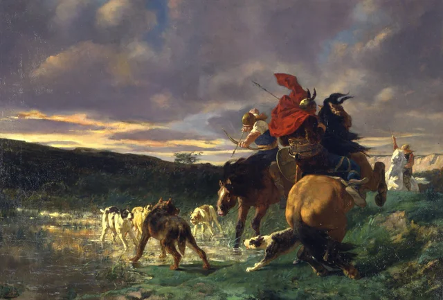 Merovingios atacando a un perro salvaje