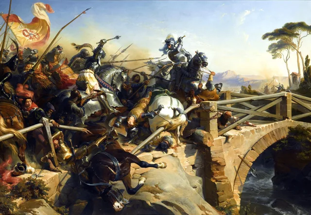 Bayard Defending a Bridge over the Garigliano, 1505, Félix Philippoteaux