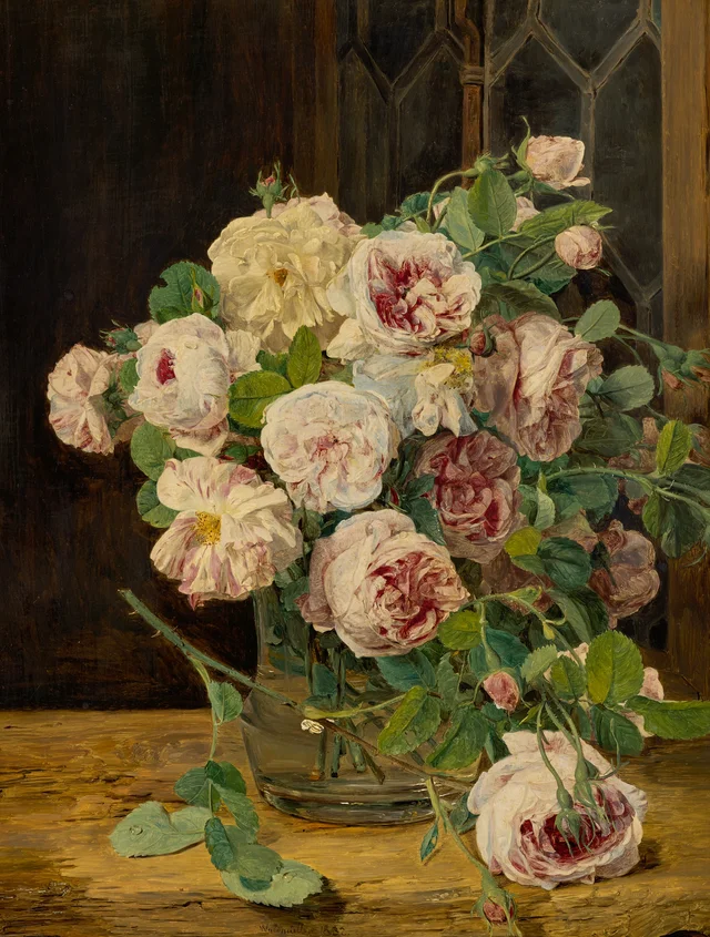 Bouquet of Roses at the Window, Ferdinand Georg Waldmüller