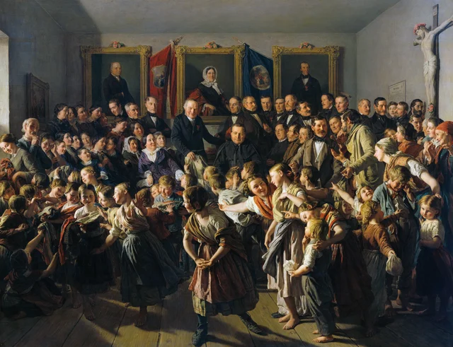 Children of Poor Parents Receive Winter Clothing from the Spittelberg Parish on Michaelmas Day, Ferdinand Georg Waldmüller