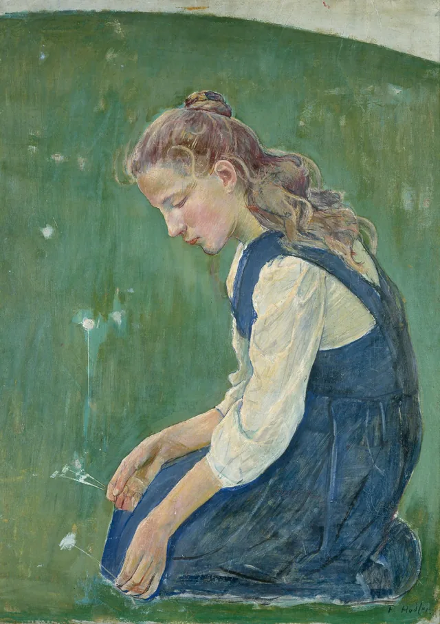花を摘む少女