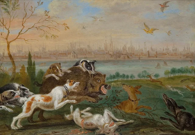Vista de Colônia, com cenas de animais