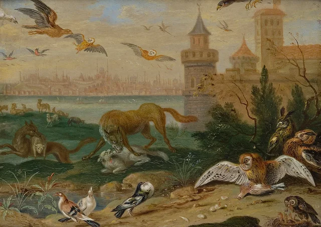 View of Constantinople, with scenes of animals