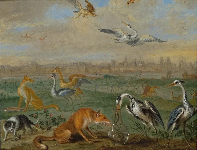 View of Paris, with scenes of animals