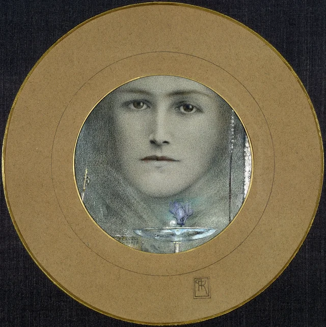 Olhos castanhos e uma flor azul, Fernand Khnopff