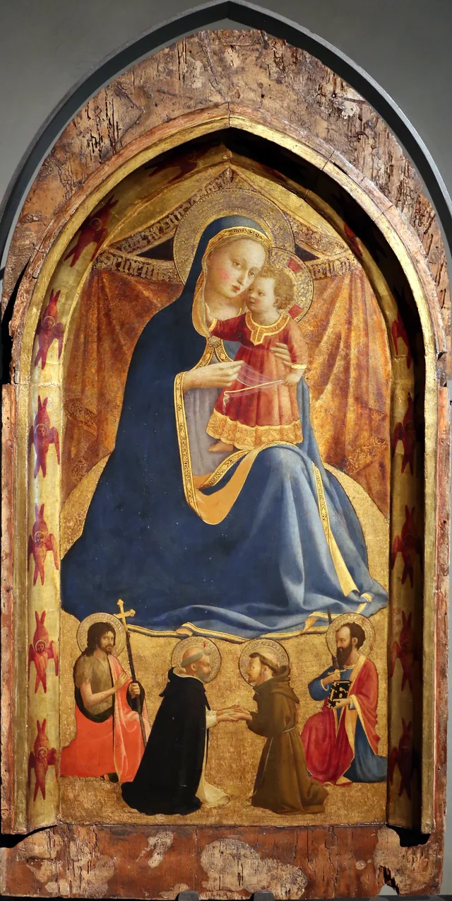 La Vierge d'humilité avec saint Jean-Baptiste et saint Paul, et la rencontre de saint Dominique et de saint François