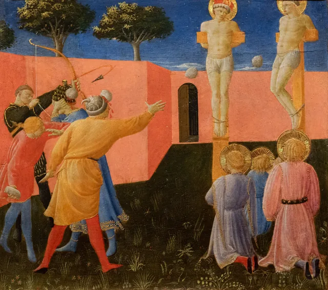 Saint Côme et saint Damien crucifiés et lapidés en vain, Fra Angelico