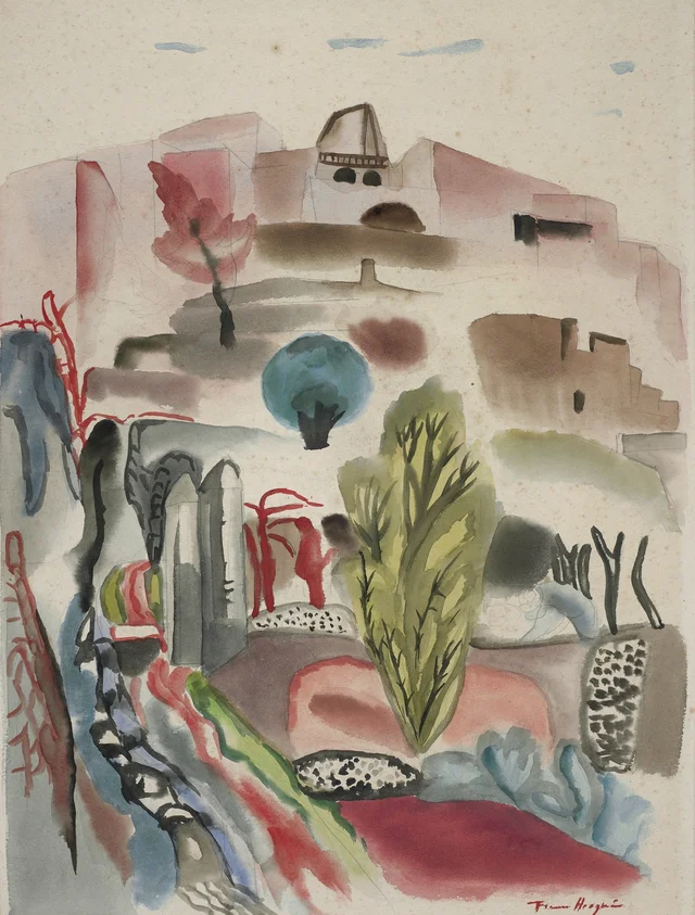 Colina com ciprestes, Frances Hodgkins