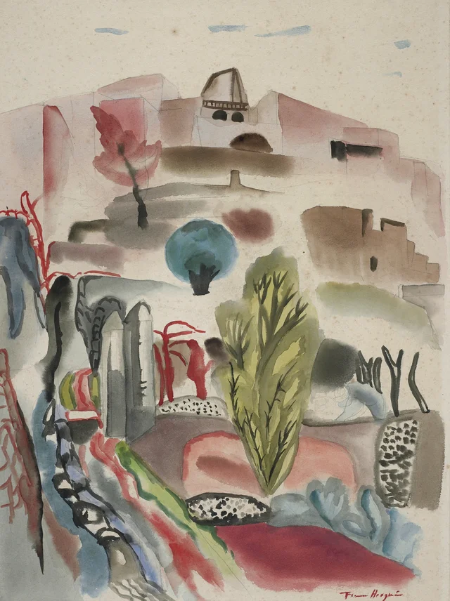 Colina con cipreses, Frances Hodgkins