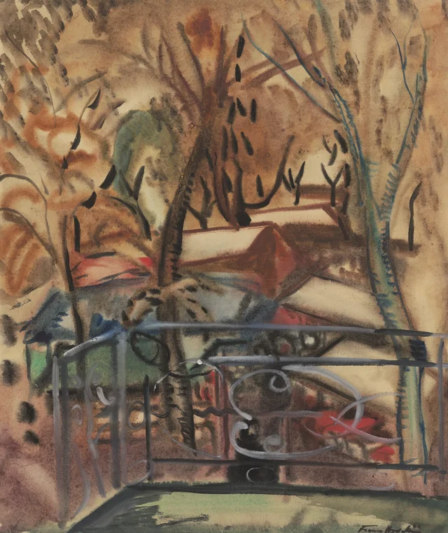 Mercado en Concarneau visto desde una ventana del hotel des Voyageurs, Frances Hodgkins