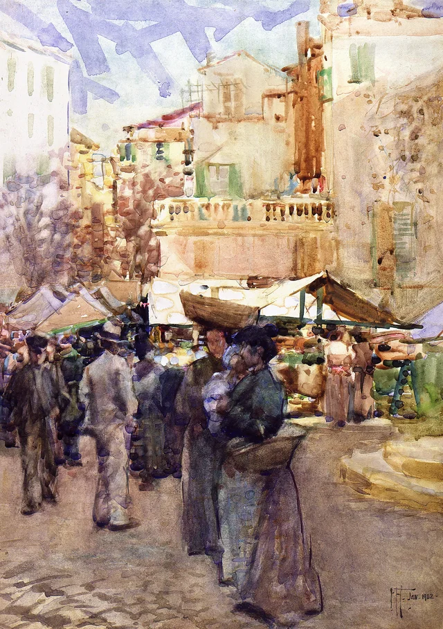 El mercado de San Remo, Italia, Frances Hodgkins