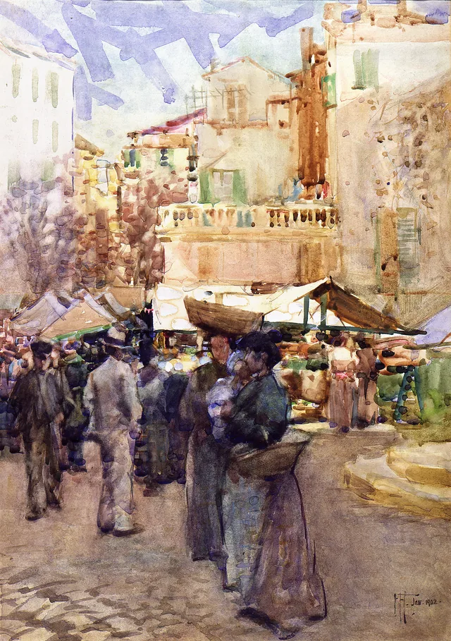 The market place, San Remo, Italy, Frances Hodgkins