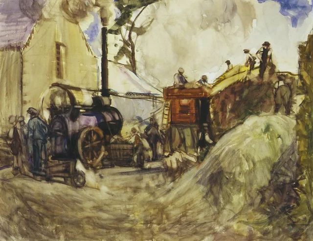 Debulha do grão nos Cotswolds, Frances Hodgkins