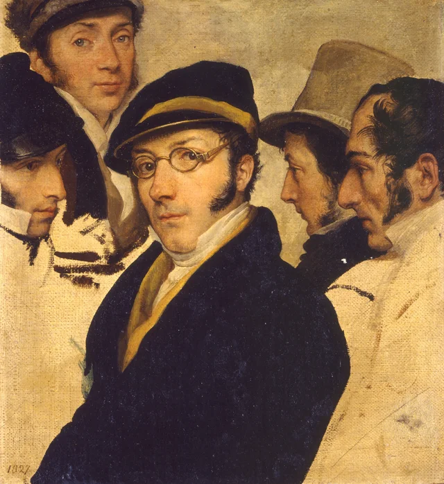 Autorretrato en un grupo de amigos