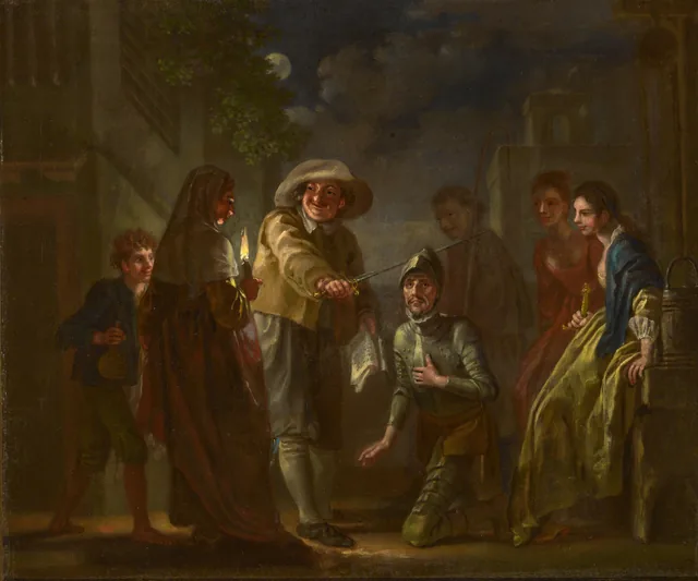 Don Quixote Knighted by the Innkeeper, Francis Hayman